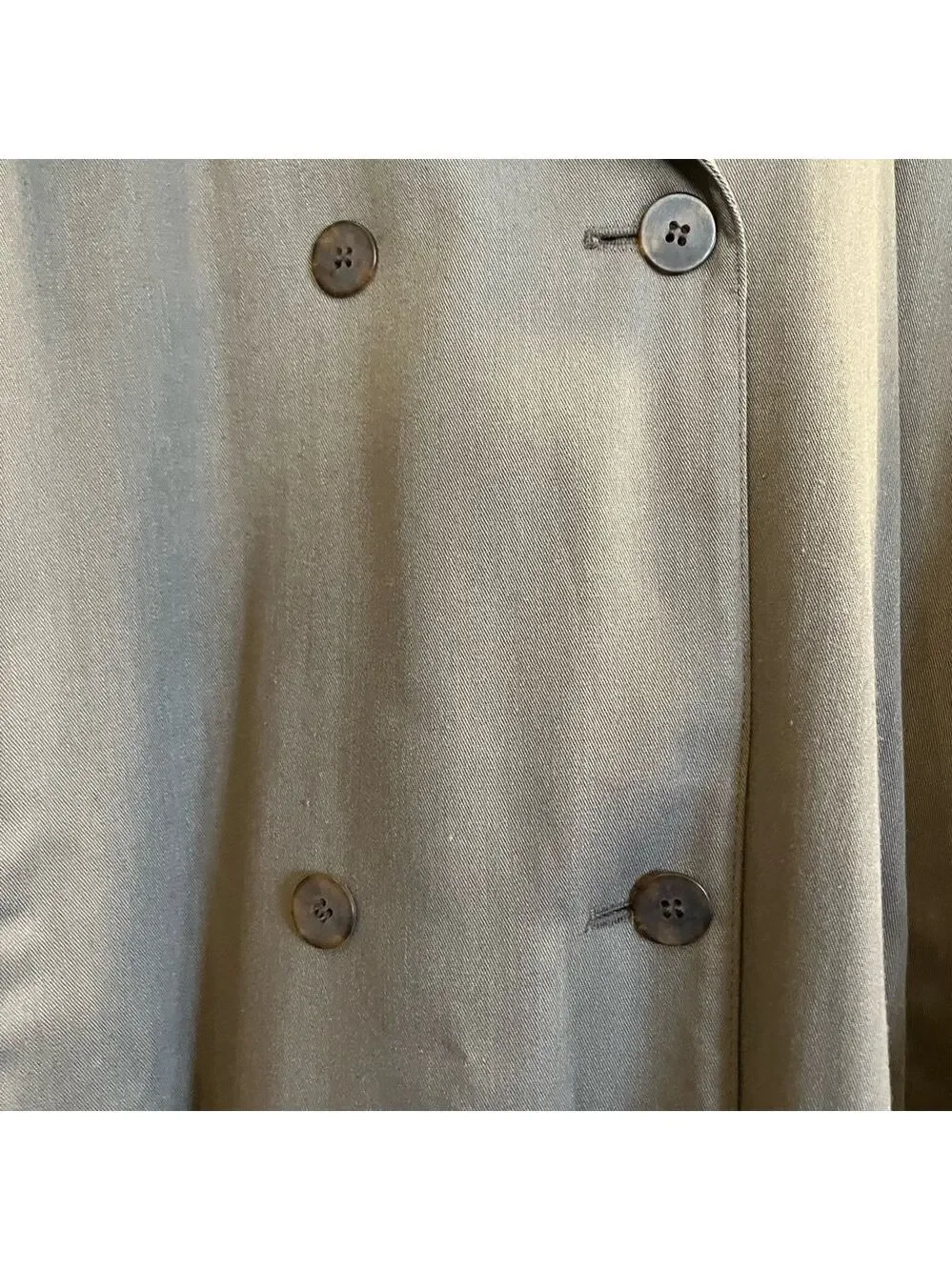 London Fog Light Olive Tan Trench Coat Zip Removable Lining Double Breasted 10P